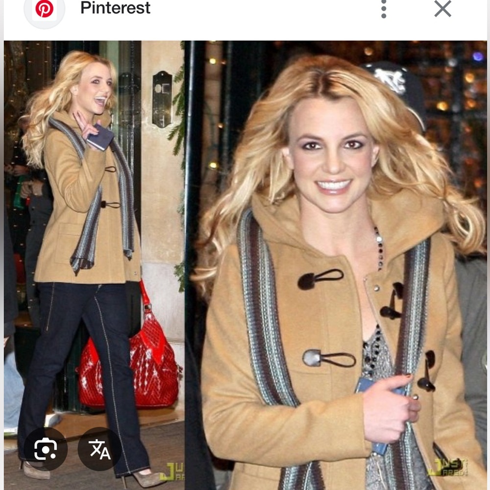 Michael Kors Camel Hooded Toggle Pea Coat